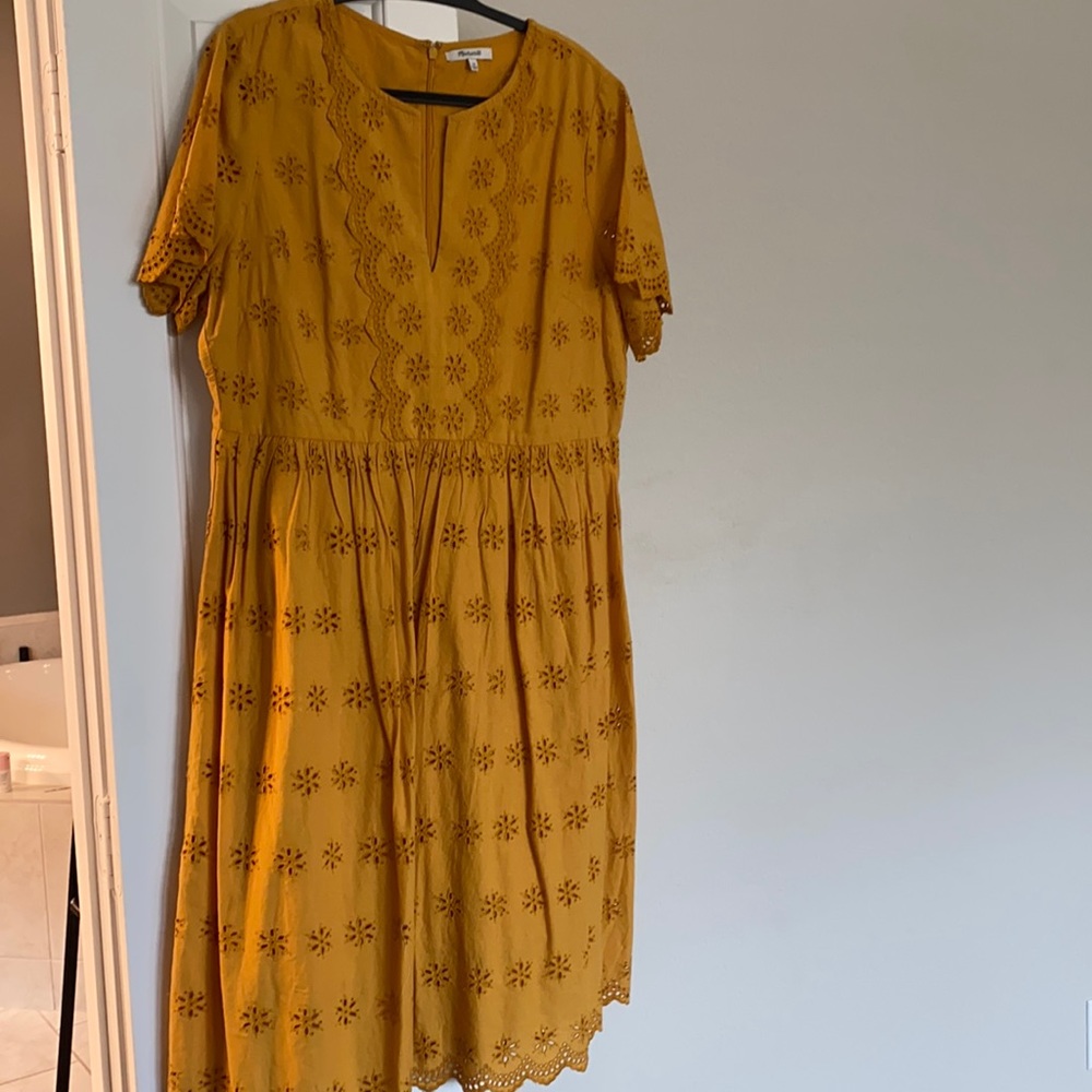 Madewell Eyelet S/S Eyelet Dress - Yellow, 18